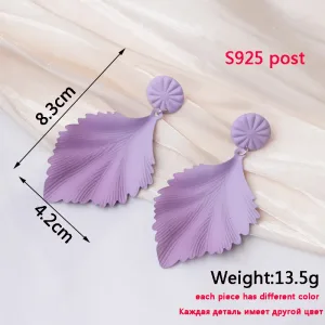 Boucles D'oreilles Pendantes Violettes Feuilles