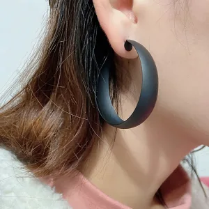 Grandes Boucles D'oreilles Créoles Noires Pour Femmes