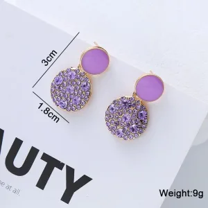 Petites Boucles D'oreilles Pendantes Violettes Cercle - 3cm/1,8cm