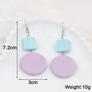 Grandes Boucles D'oreilles Pendantes Violettes Cercle 7,2cm/3cm