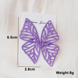 Grandes Boucles D'oreilles Violettes Papillon