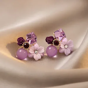 Petites Boucles D'oreilles Violettes Fleur