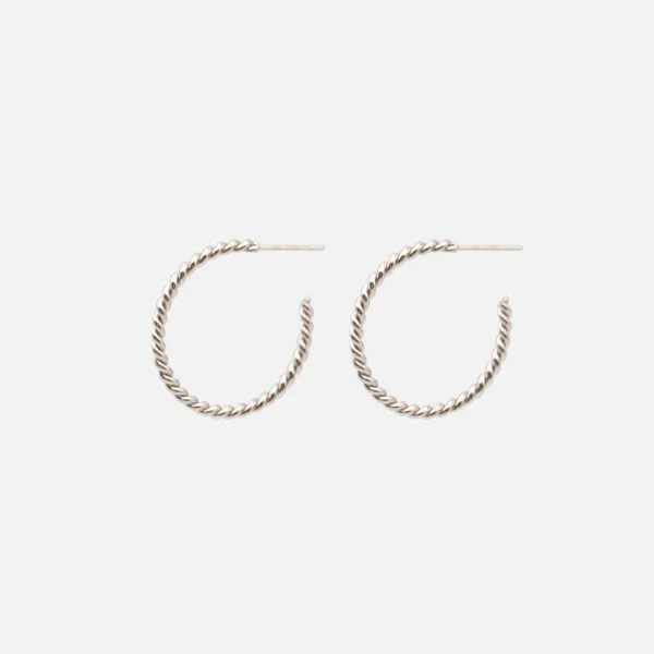 Boucles D'oreilles Anneaux Fins Torsadés Argent 25 Mm En Acier Inoxydable