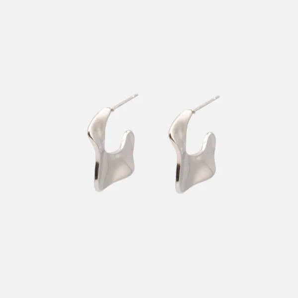 Boucles D'oreilles Argent Contours Abstraits En Acier Inoxydable
