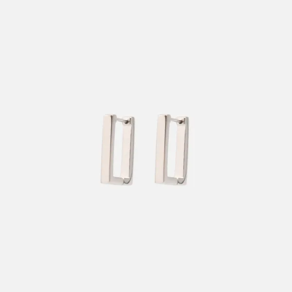 Boucles D'oreilles Anneaux Carrés Argent En Acier Inoxydable
