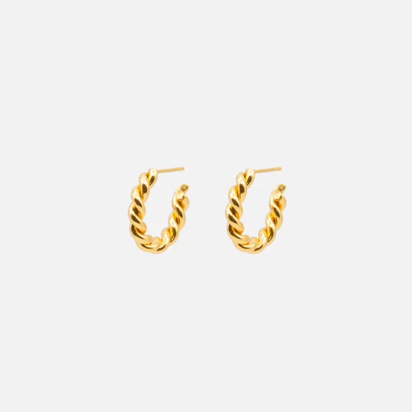 Boucles D'oreilles Anneaux Torsadés Dorés 20 Mm En Acier Inoxydable