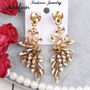 Boucles D'oreilles Pendantes Et Élégantes À L'allure De Crystal