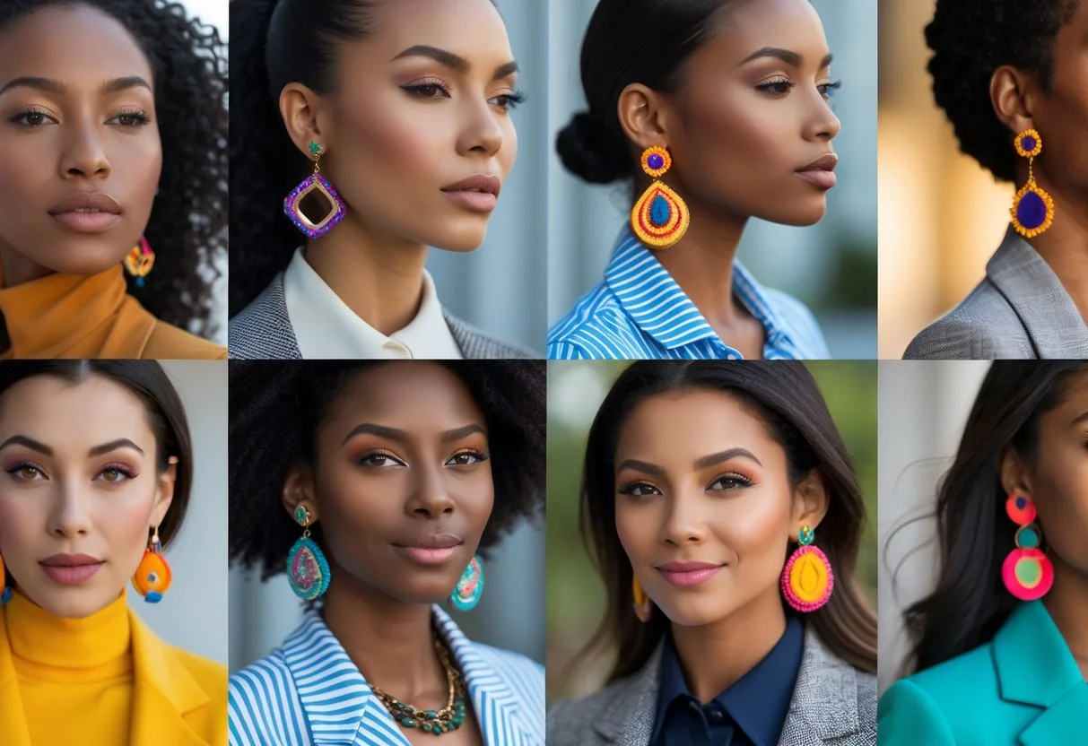 Groupe de personnes portant des boucles d'oreilles colorées assorties à leurs vêtements.