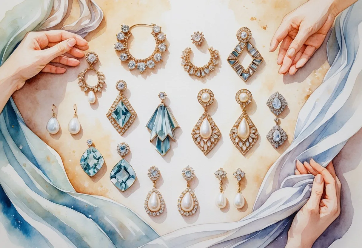 Une collection d’oreilles portant plusieurs styles de boucles d’oreilles emblématiques du cinéma, présentées sur des tissus doux et des mains délicates.