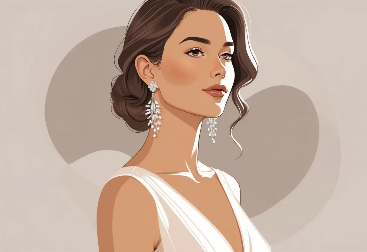 Une femme portant des boucles d'oreilles élégantes, debout avec une posture droite et confiante.